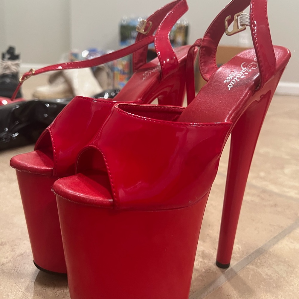 Pleaser Red Platform Heels for Women